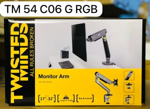 Twisted Minds Premium Gaming Single Monitor Arm RGB Grey TM-54-C06-G