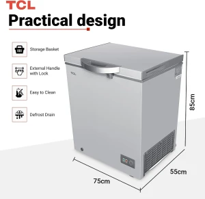 TCL F188CFSL Chest Freezer 188L Silver Mechanical Control