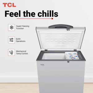 TCL F188CFSL Chest Freezer 188L Silver Mechanical Control
