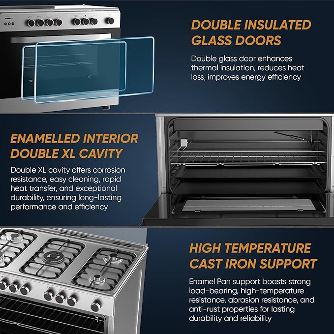 IGNIS Gas Cooker 90x60cm | 5 Burners | Gas Oven + Fan | Full Safety | Made in Italy | G1961FCDXTF