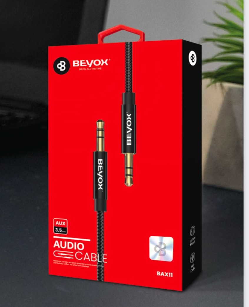BEYOX BAX-11 3.5 mm AUX Cable – Durable & Clear Audio