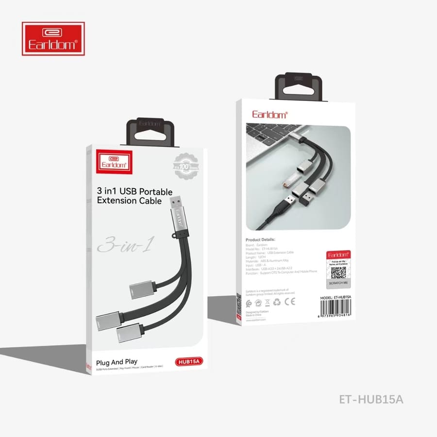 EARLDOM 3-in-1 Fast Charging Cable – Type-C, Lightning & Micro USB Multi Cable