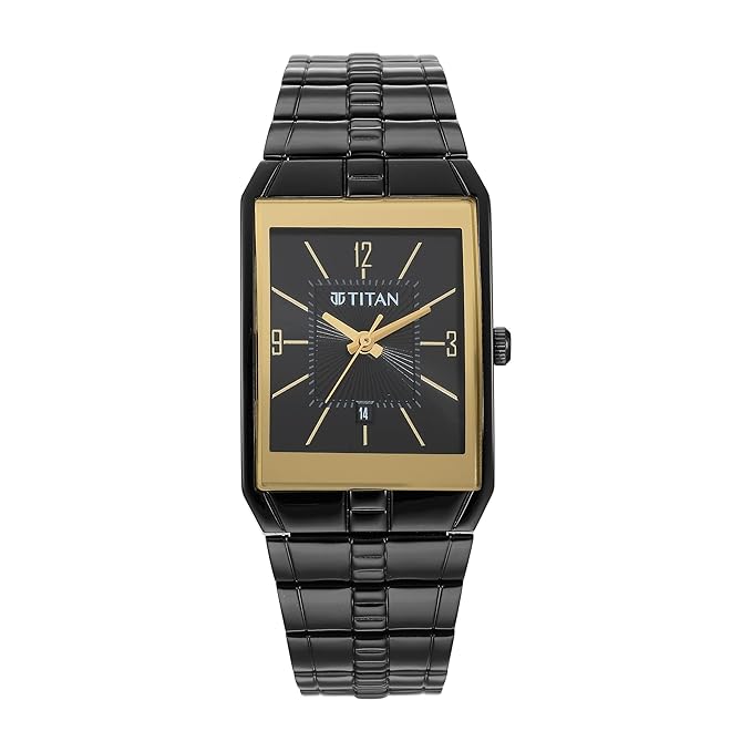 Titan Karishma Black Dial Brass Strap Watch 9151NM01