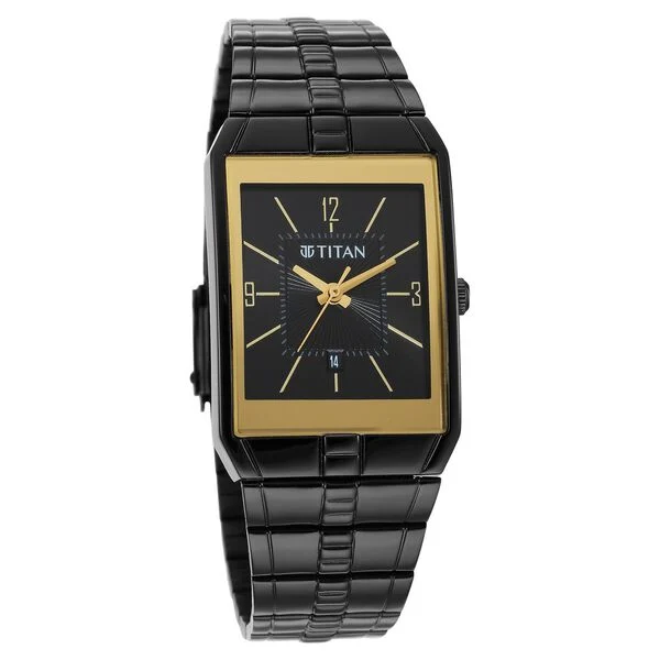 Titan Karishma Black Dial Brass Strap Watch 9151NM01