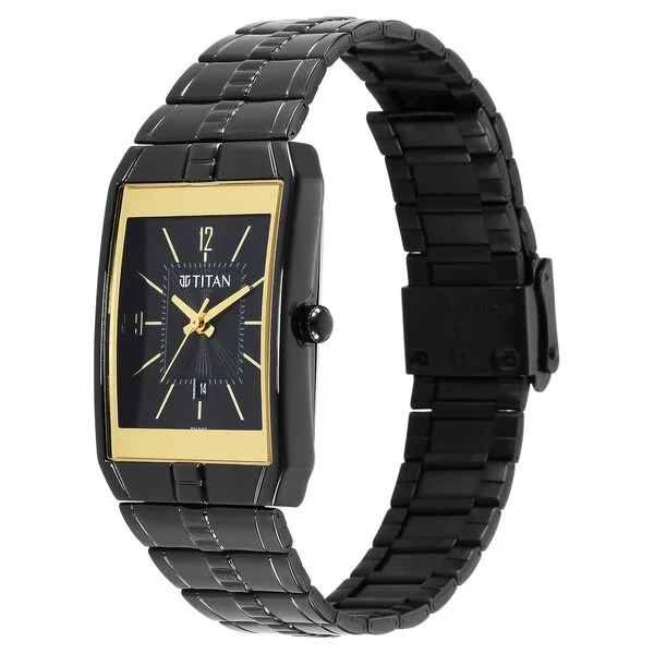 Titan Karishma Black Dial Brass Strap Watch 9151NM01