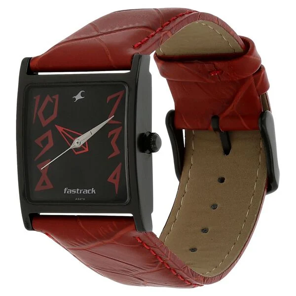 Titan Black Dial Leather Strap Watch 9735NL01