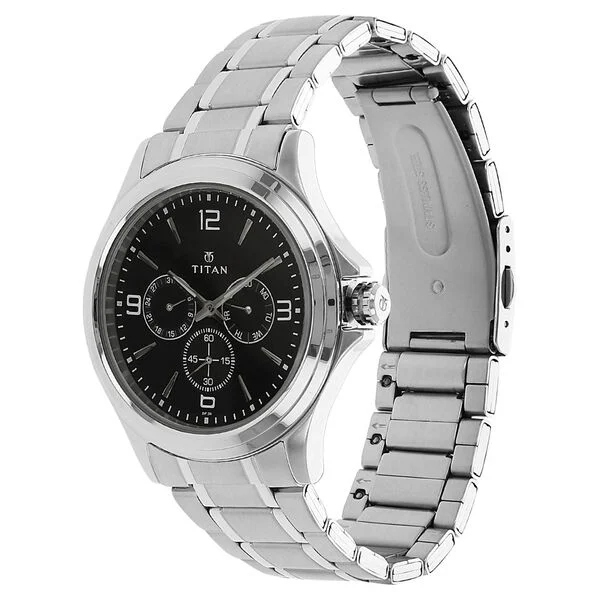 Titan Black Dial Metal Strap Watch 1698SM01
