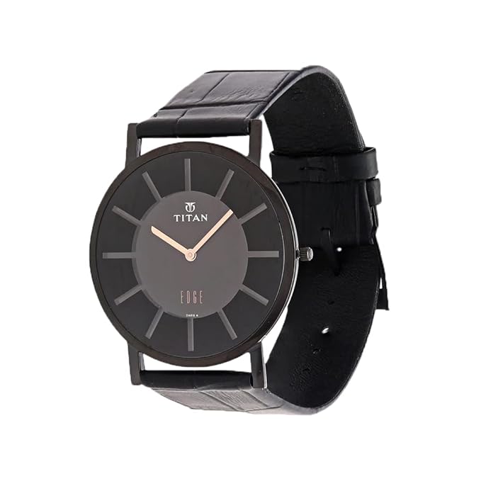 Titan Black Dial Leather Strap Watch 1595NL01