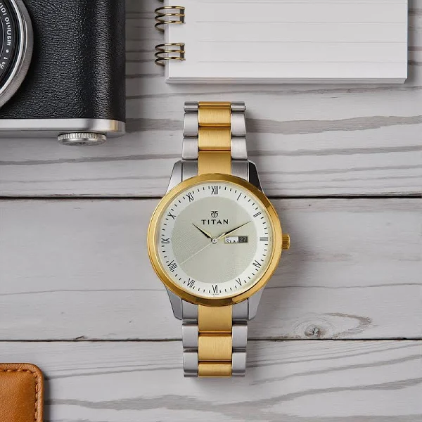 Titan Regalia Champagne Dial Analog Watch for Men 1584BM02