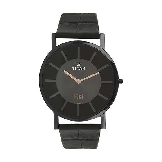 Titan Quartz Analog Black Dial Leather Strap Watch for Men | Classic Timepiece by Titan