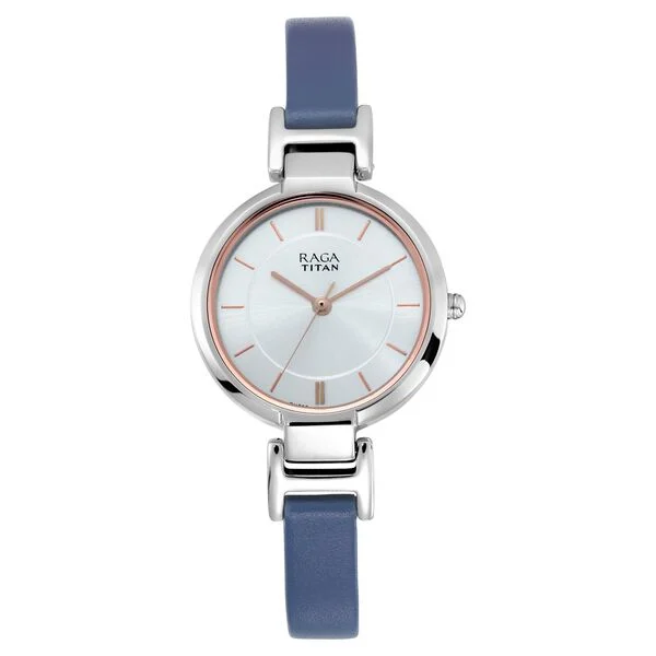 Titan Raga Viva White Dial Analog Leather Strap Watch for Women NP2608SL01