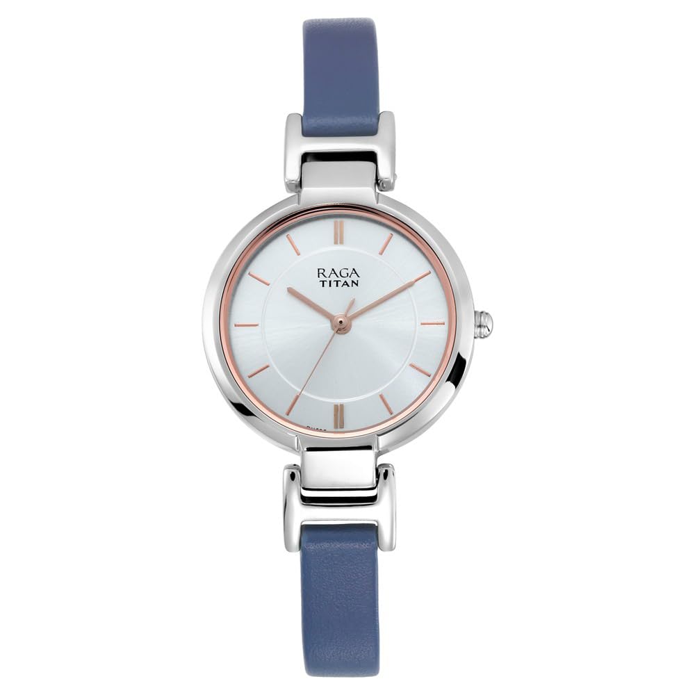 Titan Raga Viva White Dial Analog Leather Strap Watch for Women NP2608SL01