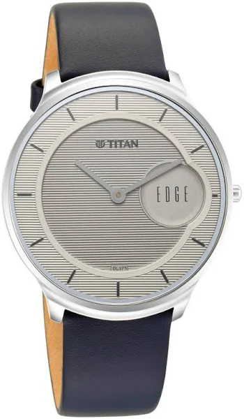 Titan Edge Baseline Grey Dial Analog Leather Strap Watch for Men | Ultra-Slim Luxury Watch