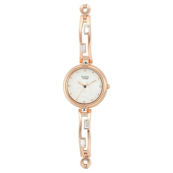 Titan Raga I Am White Dial Women Watch With Metal Strap | Elegant Designer Watch