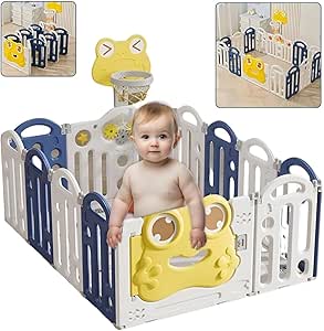 Foldaway Play Kids Fence GL8112 | Foldable Baby Playpen with Gate | Indoor Safety Play Yard
