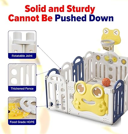 Foldaway Play Kids Fence GL8112 | Foldable Baby Playpen with Gate | Indoor Safety Play Yard