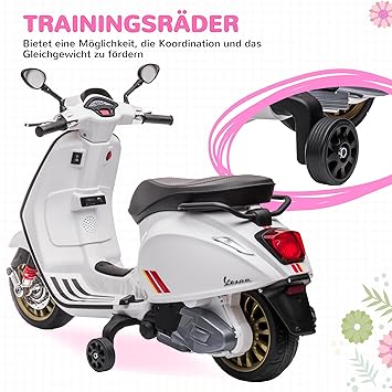 Scooty Vespa AMT-3153208490 | Kids Electric Ride-On Scooter with MP3 & LED Lights