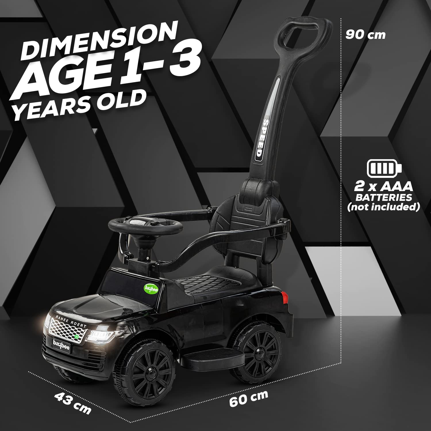 Ride On Car QK2501A AMT-120150285 | Kids Push Car with Leather Seat, Handle & Remote Control