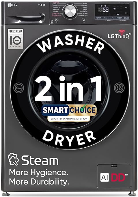 LG 11 kg Front Load Washer F4Y5EYGYPV | AI DD™, Steam™, ThinQ®