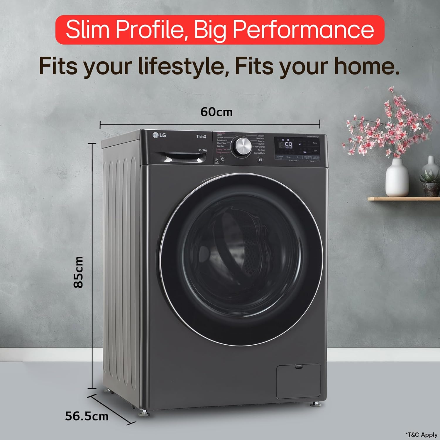 LG 11 kg Front Load Washer F4Y5EYGYPV | AI DD™, Steam™, ThinQ®
