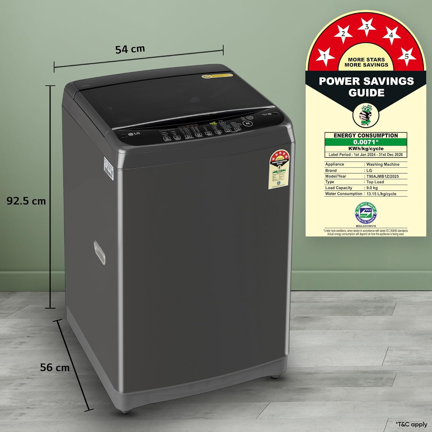 LG 9Kg Top Load Washer T65S1TDDT2 | Smart Inverter • TurboDrum • Soft Close Lid