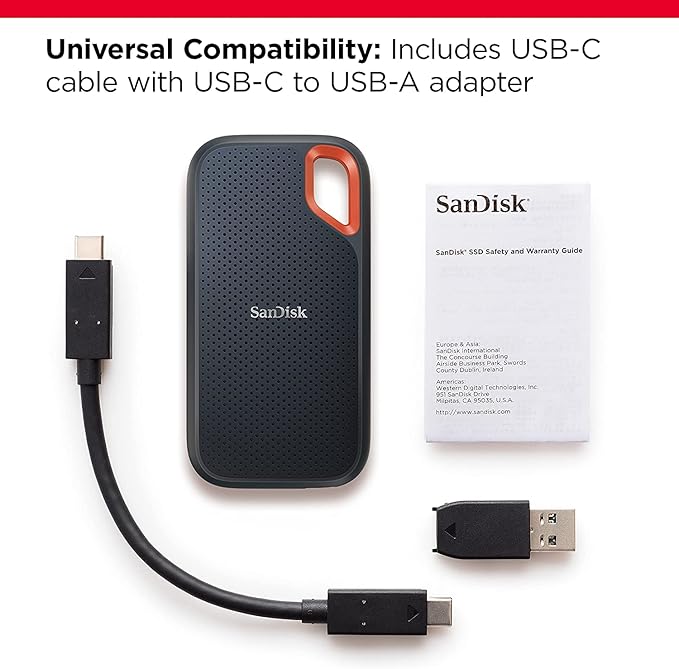 SanDisk Extreme Portable SSD V2 2TB USB 3.2 Gen 2 | 1050MB/s Rugged External SSD