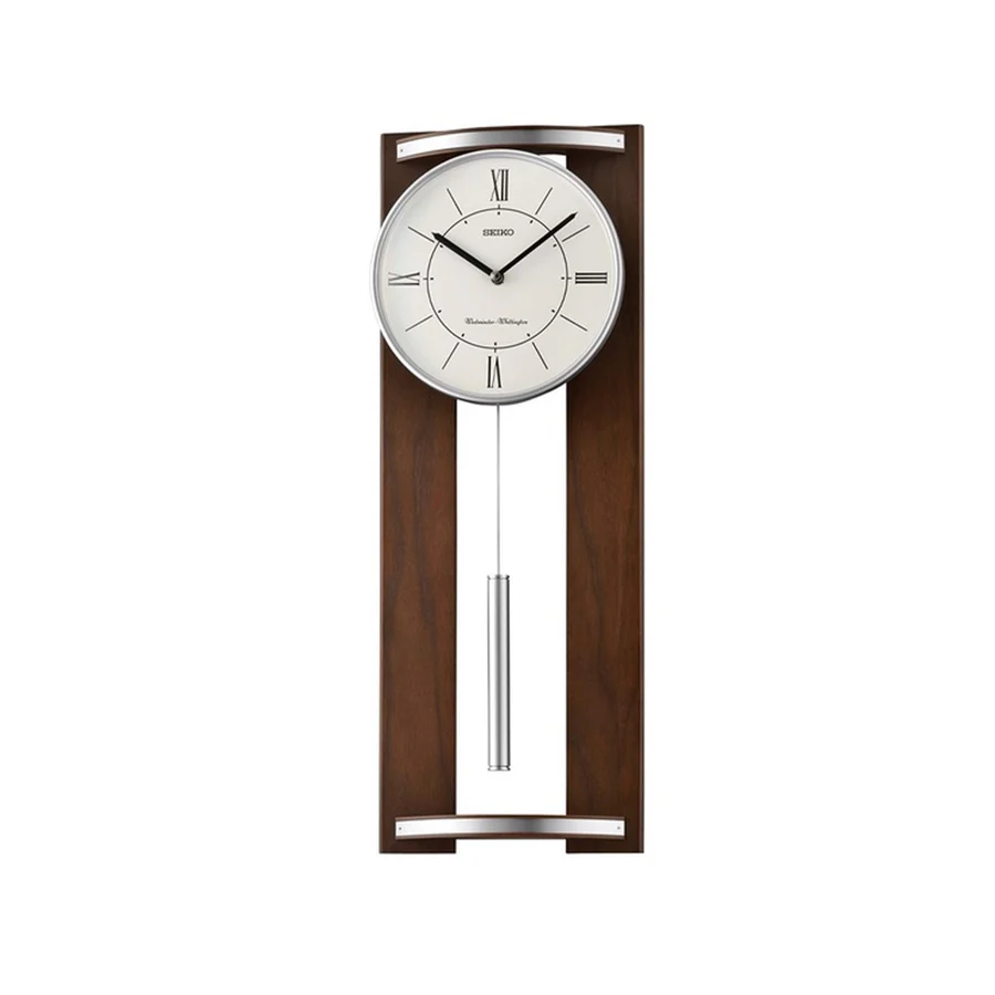 Seiko QXH078ZL Pendulum Wall Clock | Wooden Case | Dual Chime | Automatic Night Silencer