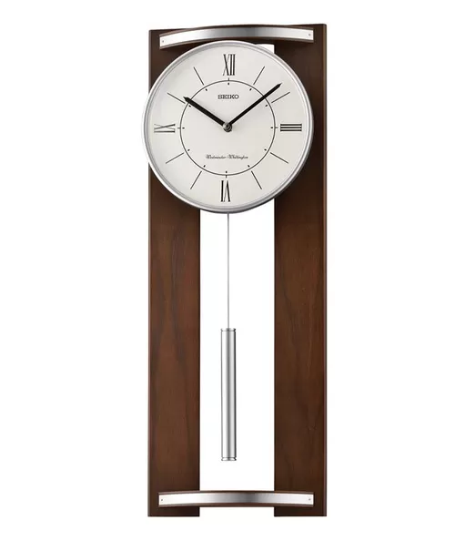 Seiko QXH078ZL Pendulum Wall Clock | Wooden Case | Dual Chime | Automatic Night Silencer