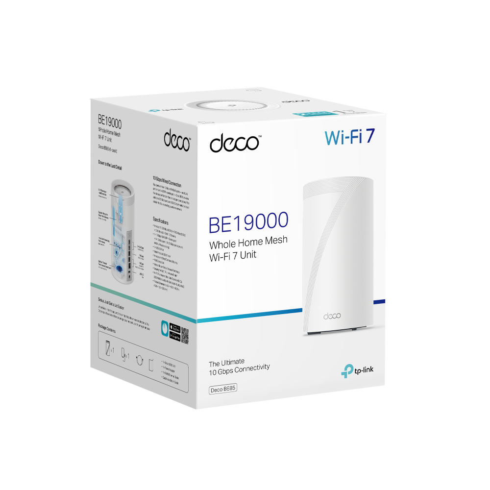 TP-Link Deco BE85 (1-Pack) Whole Home Mesh Wi-Fi 7 Unit Tri-Band