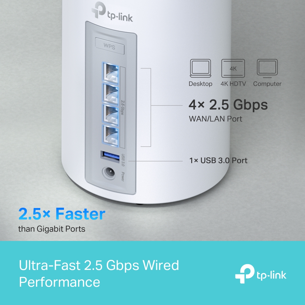 TP-Link Deco BE65 (3-Pack) Whole Home Mesh Wi-Fi 7 System Tri-Band