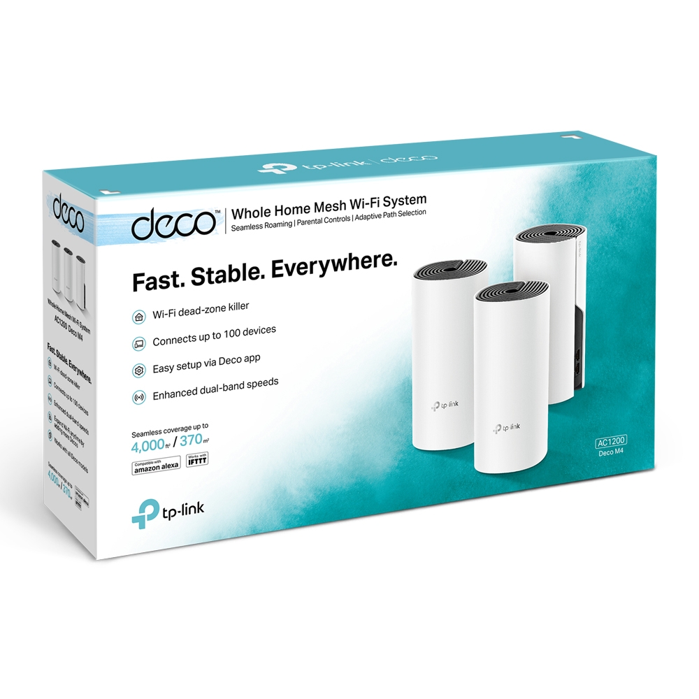 TP-Link Deco M4 (3-Pack) Whole Home Mesh Wi-Fi System AC1200