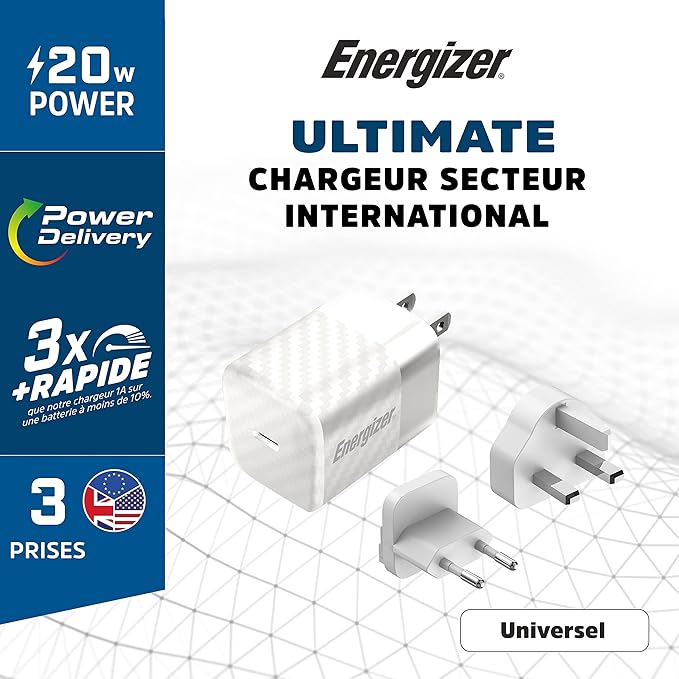 Energizer A20MUWH 20W Multi Plug Wall Charger White