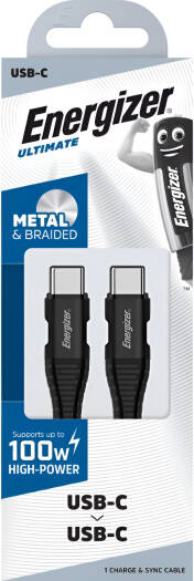 Energizer C541CKBK USB/USB-C Metal Cable 100W 2M Black