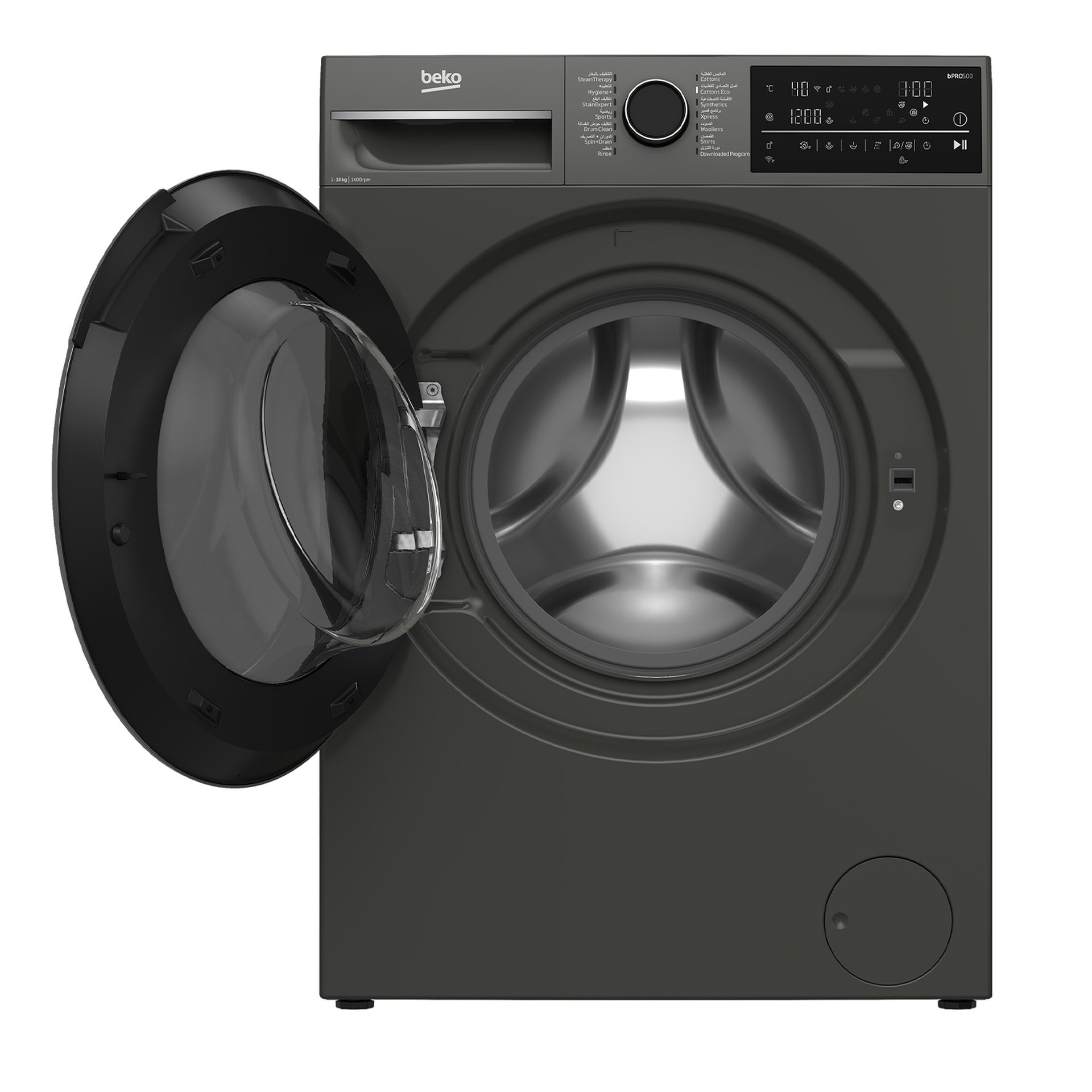 Beko WTE1014XM 10Kg Freestanding Washing Machine – Metallic Finish