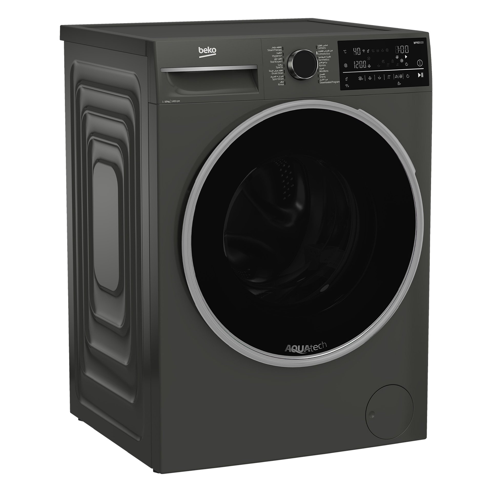 Beko WTE1014XM 10Kg Freestanding Washing Machine – Metallic Finish