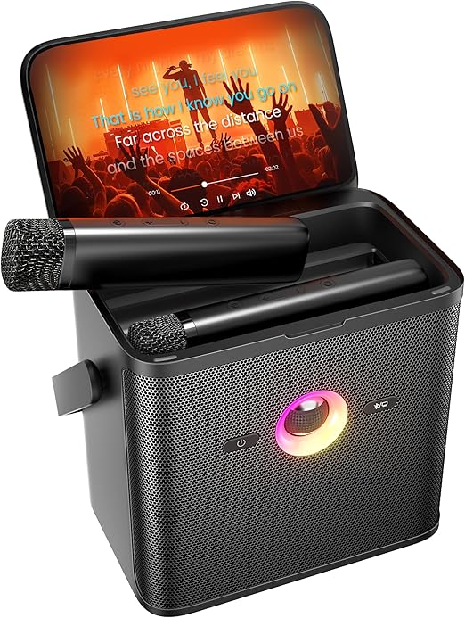 Ikarao Shell S3 – All-in-One Smart Party Speaker 160W, 7" HD, Dual Wireless Mics, Portable
