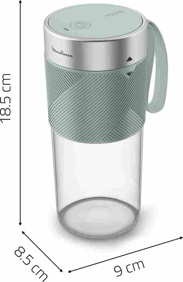 Moulinex Portable Blender LM1C0410 | 300ml | Rechargeable Battery | Silent Blending | Light Green