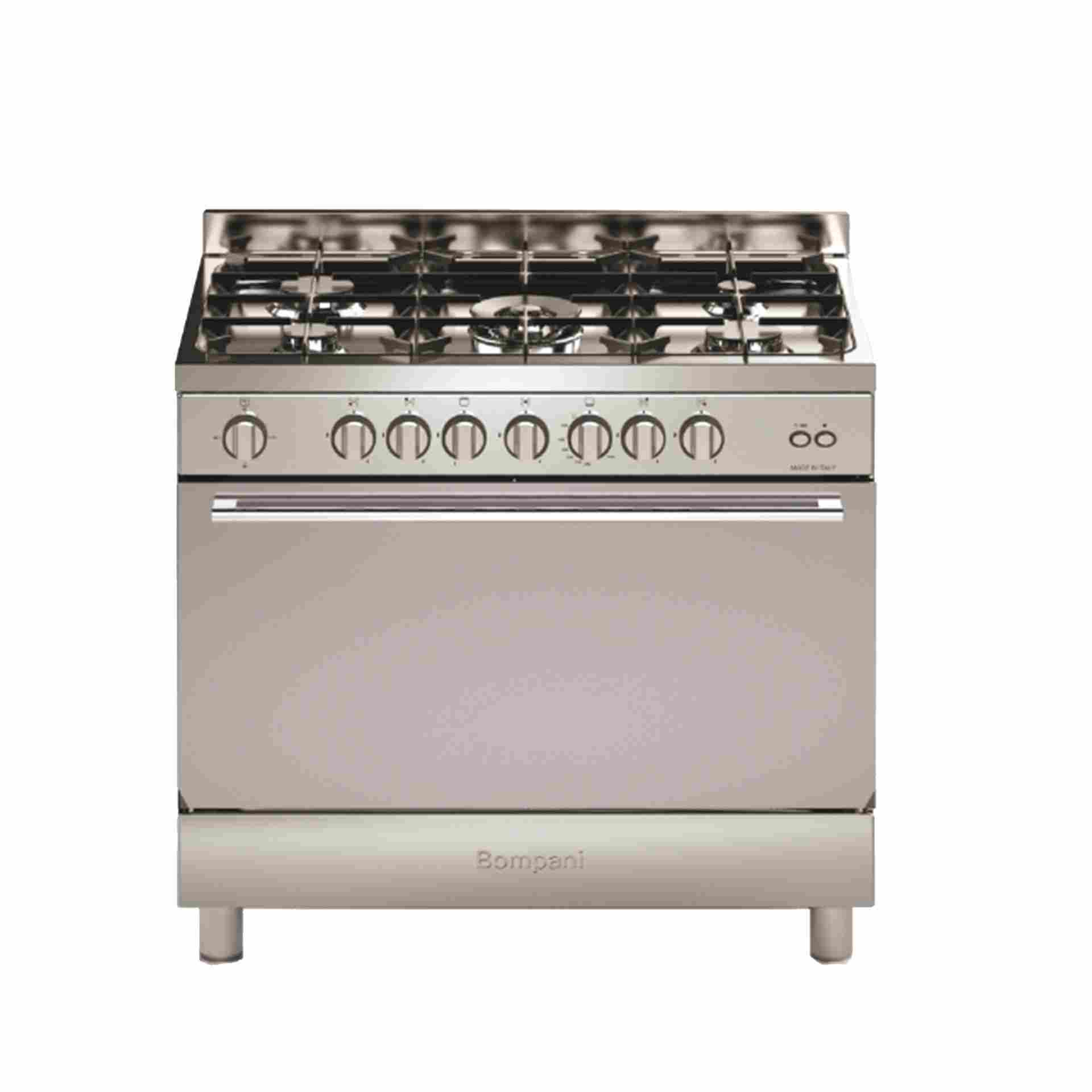 BOMPANI 90x60 Stainless Steel Gas Cooker | 5 Gas Burner | Full Gas | Model BO693NE/L