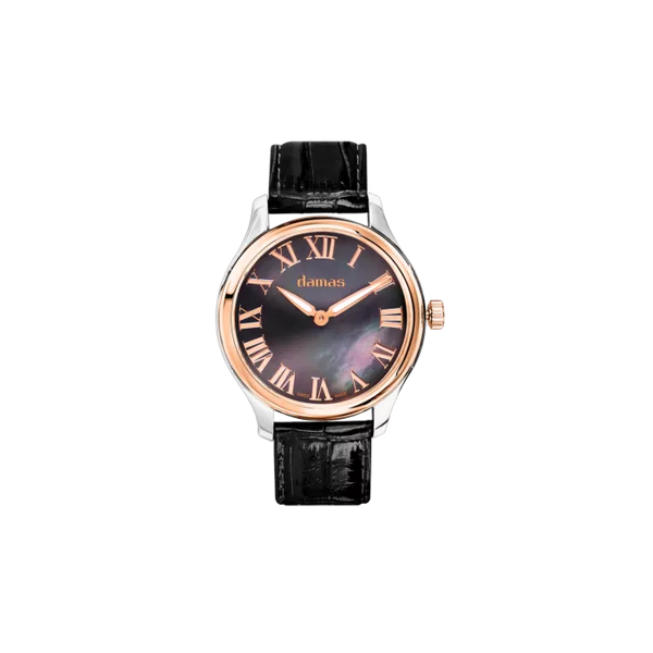 Damas Ladies Quartz Watch DSP-Q32-WT-SR-1B52 | 32mm | Bi-Color Steel | Black MOP Dial | Swiss Quartz