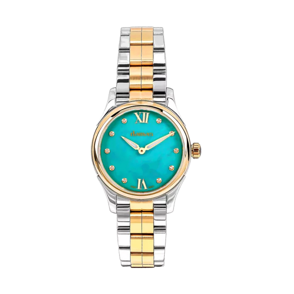 Damas Ladies Quartz Watch DSP-Q32-WT-SR-5G52 | 32mm | Bi-Color Steel | Green MOP Dial | Swiss Quartz