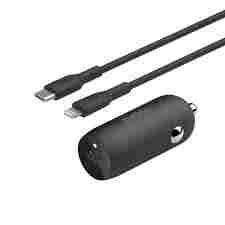 Belkin BoostCharge USB-C PD Car Charger 30W with 1M USB-C to Lightning Cable (BL-CC-USBC-A004-30W-CBL-LTG / CCA004bt1MBK-B5)