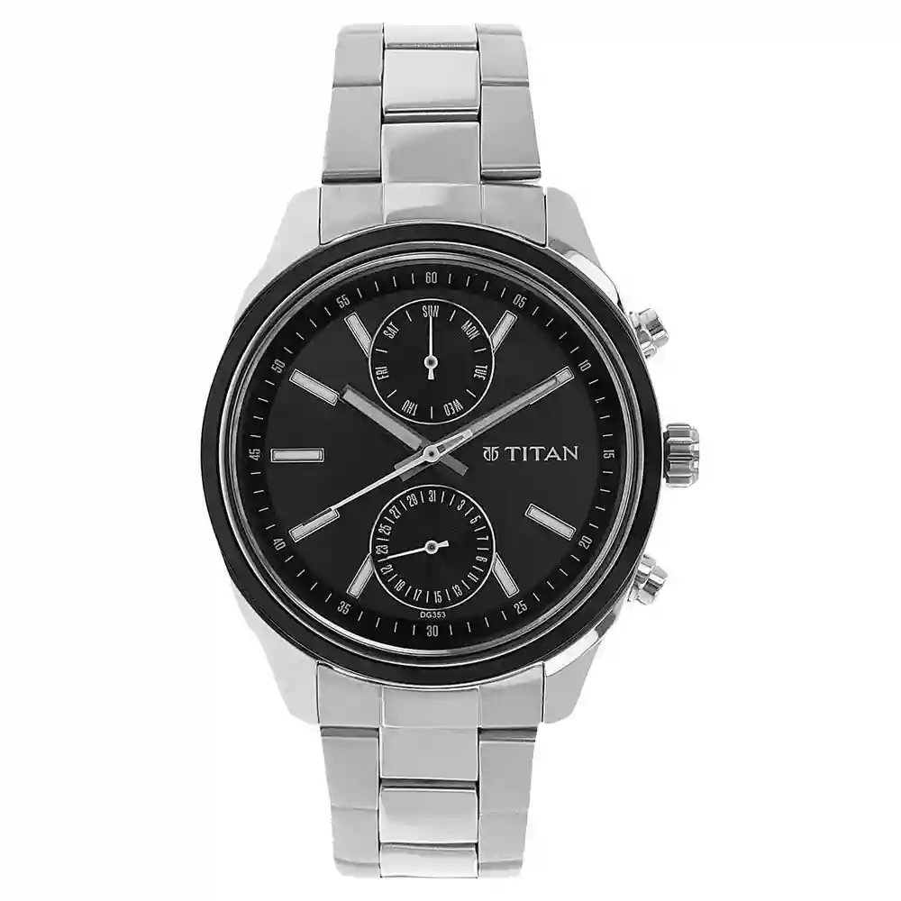 Titan Workwear Anthracite Dial Multi Stainless Steel Strap Watch for Men