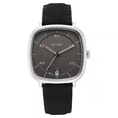 Titan Neo Curve Quartz Analog Anthracite Dial Black Leather Strap Watch for Men - 1885SL02