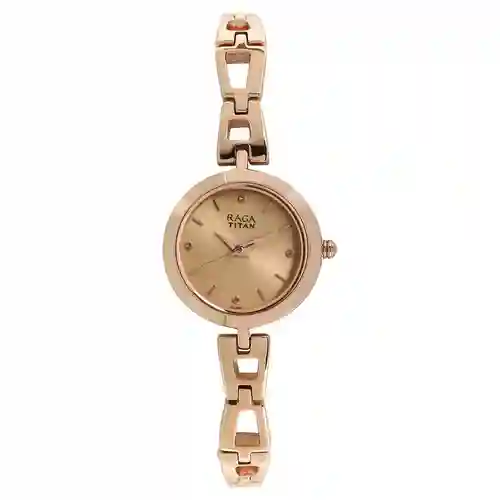 Titan Raga Beige Dial Women’s Watch with Metal Strap