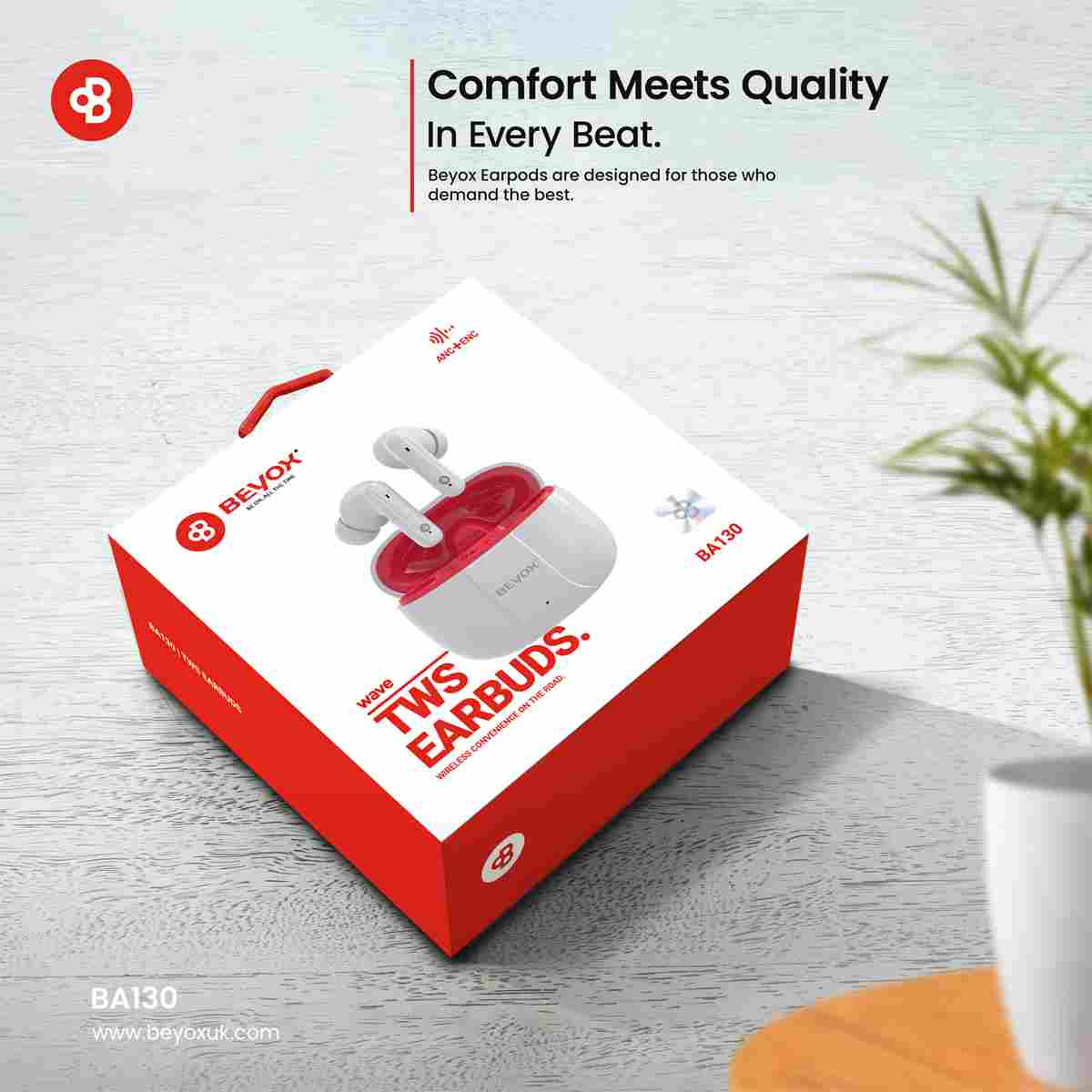 BEYOX BA-130 Wave TWS AirPods – Premium Wireless Earbuds with Deep Bass