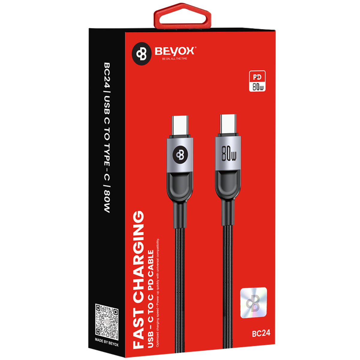 BEYOX BC-24 Type-C PD Cable 80W – Fast Charging & Durable Design