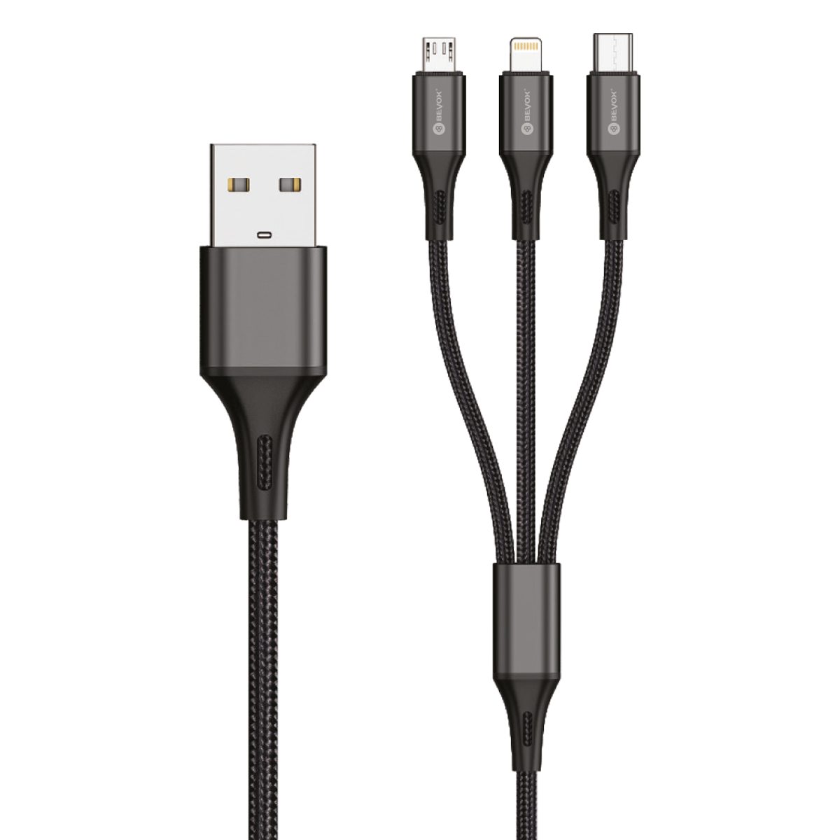 BEYOX BC-31 3-in-1 USB Cable 3.4A – Fast Charging & Universal Connectivity