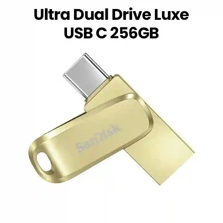 SanDisk Ultra Dual Drive Luxe USB 256GB Gold | 400MB/s High-Speed Flash Drive