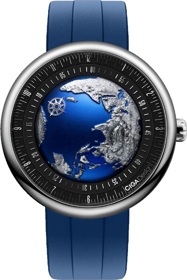 CIGA Design Automatic Watch 22mm Titanium Blue 3D Dial Sapphire Glass 40 Hour Power Reserve U033-TU02-W6U