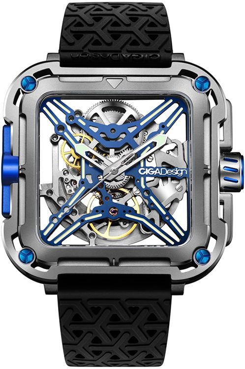 CIGA Design X021 TIBU W25BK Automatic Watch 44mm Titanium Transparent Dial